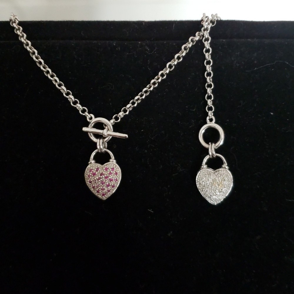 Sterling silver necklace and braclet with diamonds